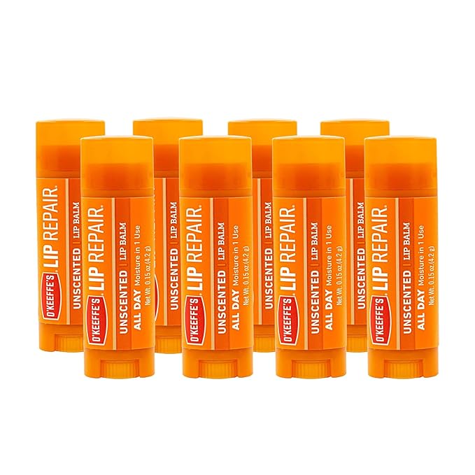 O'Keeffe's Unscented Lip Repair Lip Balm for Dry, Cracked Lips, Stick, (Pack of 8)-VivaGrace Women