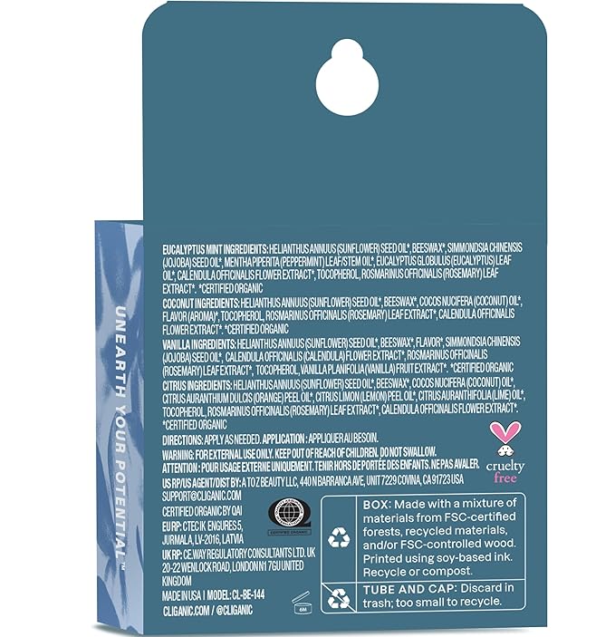 Cliganic Organic Lip Balm Set - 4 Flavors - Natural Hydrating for Cracked & Dry Lips-VivaGrace Women