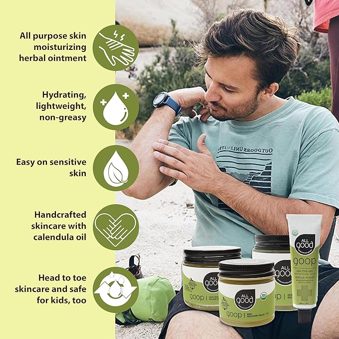 All Good Goop on the Go - Chafing Cream, Dry Skin Salve, Cracking Lip Moisturizer - Soothes, Hydrates & Calms - Travel Size Recovery Balm 1oz (3-pack)-VivaGrace Women