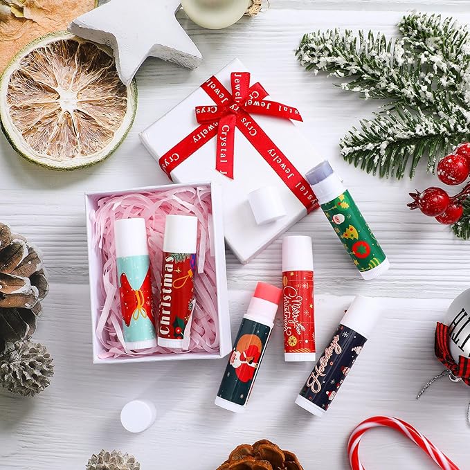 36 Pcs Lip Balm Bulk Easter Basket Stuffers Christmas Gifts for Kids Holiday Lip Balm Moisturizing Stick Lip Care Multipack Flavored Lip Balm for Party Supplies in 6 Flavors (Santa Claus)-VivaGrace Women