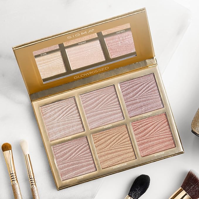 Sigma Beauty GlowKissed Highlight Palette | Highlighted Warm Tones | Glow Vibes, Mirror Included-VivaGrace Women