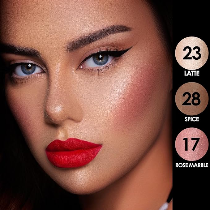 FOCALLURE 3 Pcs Cream Contour Sticks,Shades with Highlighter & Bronzer & Blush,Non-greasy Long-wear Face Contouring Pen,Easy to Sculpt the Face and Create a Lightweight Finishing Makeup,TAN-VivaGrace Women