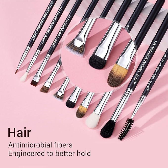 Jessup Eye Makeup Brushes 10 pcs, Premium Synthetic Eyeshadow Blending Concealer Eyebrow Eyeliner Brush Set T315-VivaGrace Women