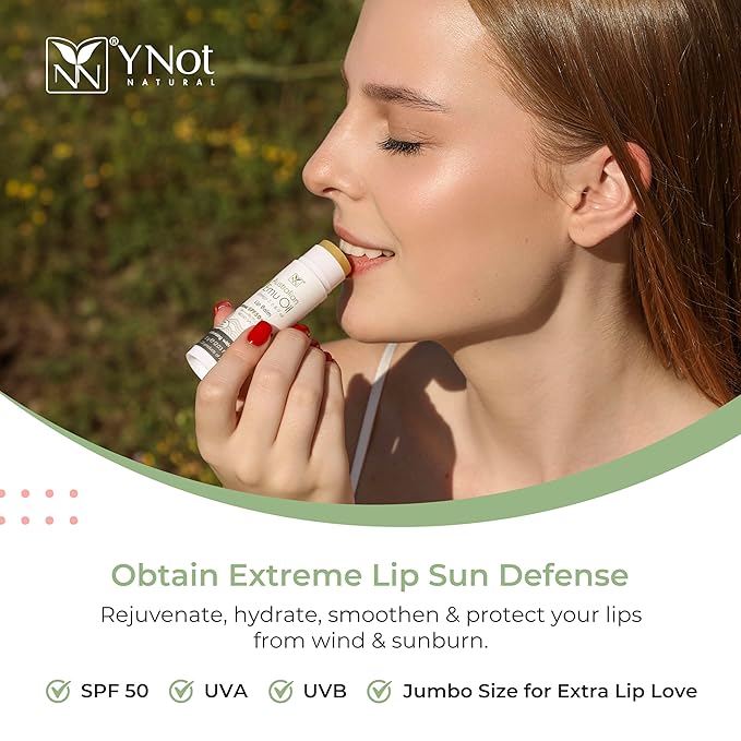 YNN Emu Oil Moisturizing Lip Balm with Extreme SPF50+ Sun Protection - 4-Hour Water Resistant, Fortified with Vitamin E, Amino Acids & Omega 3, 6 & 9 - Y-Not Natural, 15g Stick - 2 Pack-VivaGrace Women