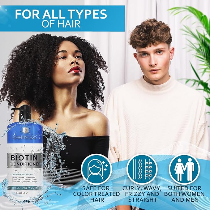 BELLISSO Biotin Conditioner - Sulfate Free Hair Thickening Products for Women and Men - Deep Conditioning Treatment for Dry Damaged Strands-VivaGrace Women
