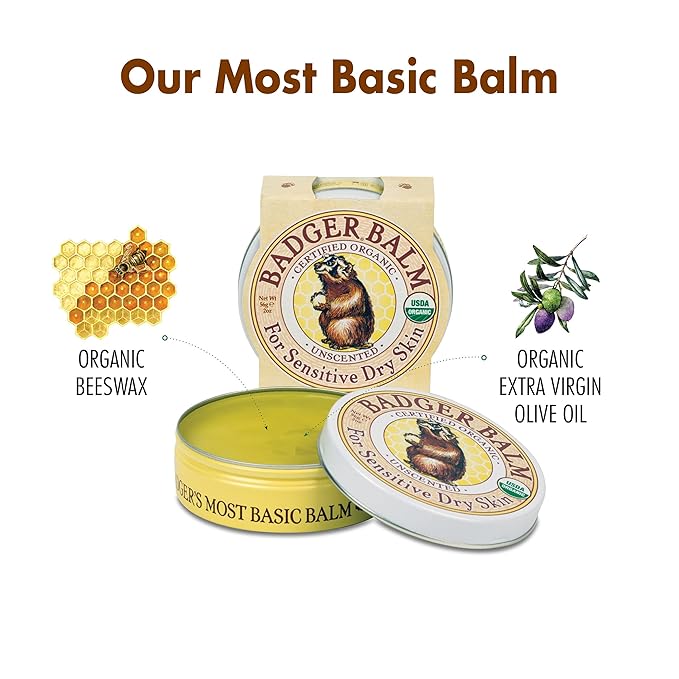 Badger - Unscented Dry Skin Balm, Sensitive Skin Balm, Moisturizing Balm for Dry Cracked Skin, Unscented Balm, Skin Moisturizer Balm, 2 oz (3 Pack)-VivaGrace Women