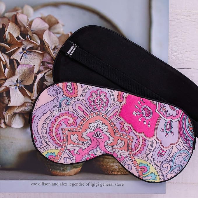 100% Pure Silk Eye Mask Sleep Eye Mask Eye Cover Eyeshade Sleeping Eye Mask Printed Colors (#12)-VivaGrace Women
