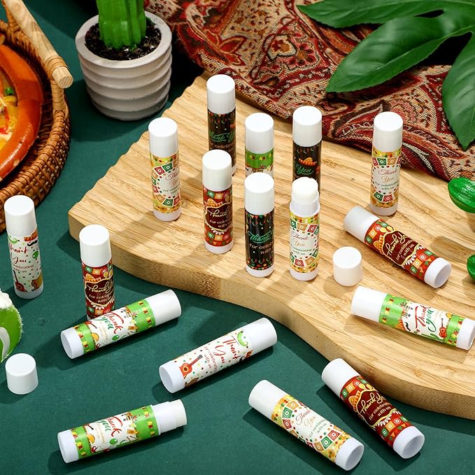 Dunzy 50 Pcs Thank You Gift Lip Balm Bulk Baby Shower Party Favors Bridal Shower Favor Lip Care with Assorted Fruit Flavors Thank You Lipstick for Guest Basket Gift Stuffer (Mexico Party)-VivaGrace Women