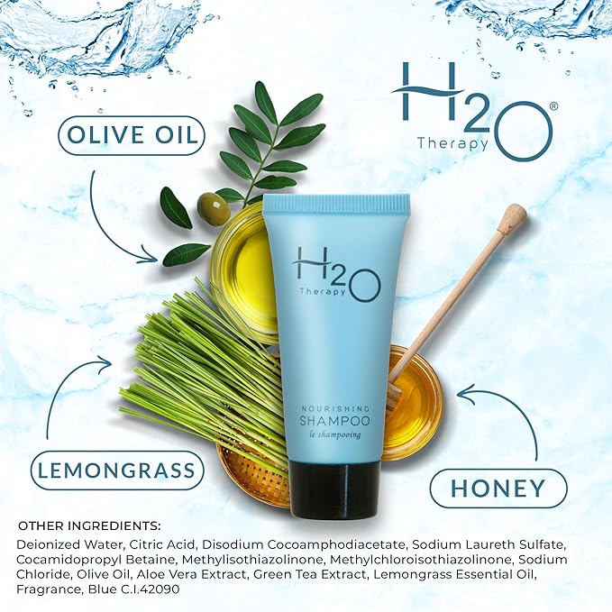 H2O Therapy Shampoo, Travel Size Hotel Hospitality, 0.85 oz (Case of 20)-VivaGrace Women