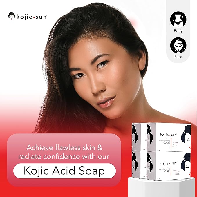 Kojie San Skin Brightening Brush Set - Original Kojic Acid Soap That Helps Reduces Dark Spots & Other Types of Skin Damage – 65g x 6 Bars and Relumins Deep Pore Facial Cleansing Brush-VivaGrace Women