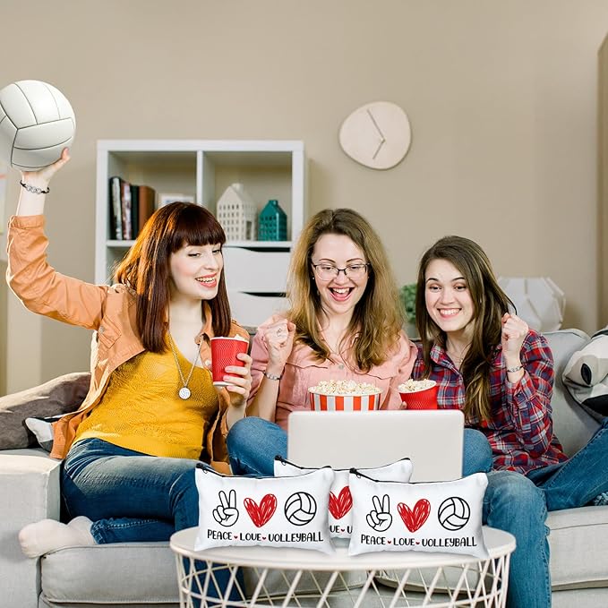 72 Pcs Sports Team Gifts Include 12 Makeup Bags 12 Lip Balm 12 Lip Balm Holder 12 Necklace 12 Adjustable Bracelet 12 Mirrors for Sports Lovers Players Party Favors (White, Volleyball)-VivaGrace Women