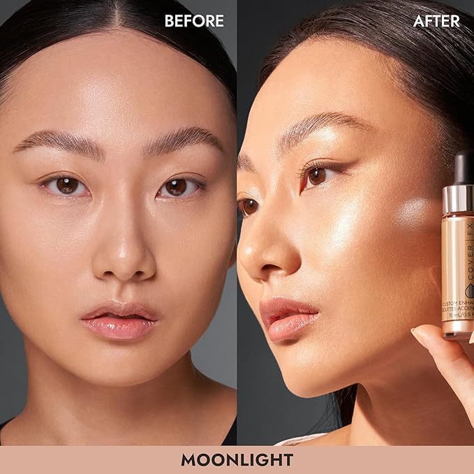 COVER FX Custom Enhancer Drops - Moonlight : Champagne Finish - 15mL - Radiant Glow - Liquid Highlighter-VivaGrace Women