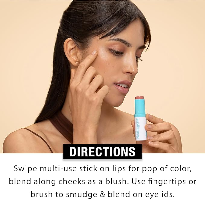 Neutrogena Hydro Boost Hydrating Multi-Use Makeup Stick with Hyaluronic Acid, Gentle Multi-Use Colored Makeup Balm to Brighten Lips, Cheeks & Eyes, Non-Comedogenic, Soft Pink, 0.26 oz-VivaGrace Women