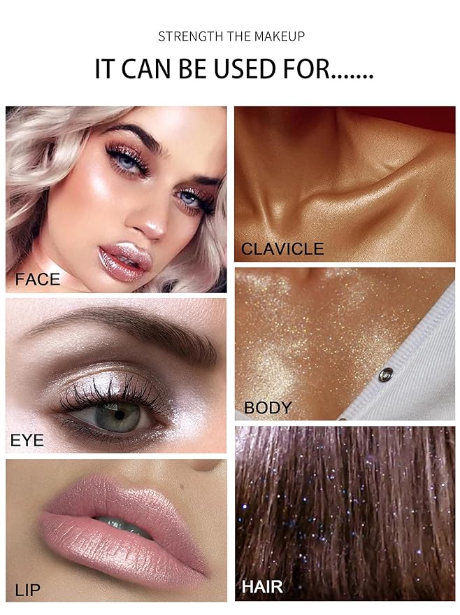 Polvo De Hadas Fairy Dust Highlight Patting Powder - Full Body Contouring and Clavicle Pearlescent Patting Powder for Face and Eye, Christmas Sparkling Body Glitter Powder (#03 Golden brown)