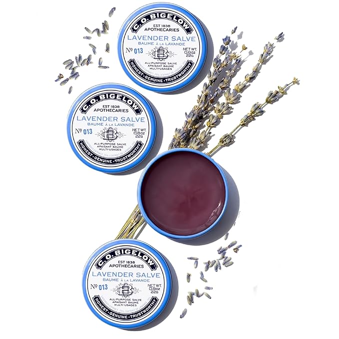 C.O. Bigelow All Purpose Salve Lip Balm Tins, Lavender Salve Pack of 3 for Chapped Lips & Dry Skin - Moisturizing Lip, Cuticle and Skin Salves, 0.8 oz each-VivaGrace Women