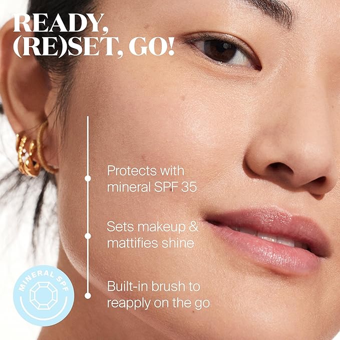 Supergoop! (Re) setting Mineral Powder, Light - 0.15 oz - Makeup Setting Powder + Broad Spectrum SPF 35 PA+++ Sunscreen - With Ceramides, Olive Glycerides & Coated Silica Spheres-VivaGrace Women
