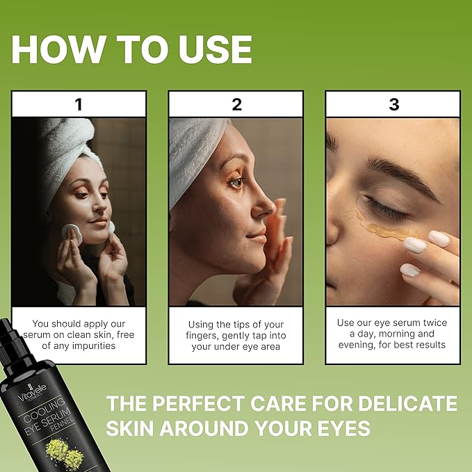 Eye Serum Under Eye Cream for Dark Circles and Puffiness – Cooling, Hydrating Under Eye Serum with Pure Fennel Extract – Eye Cream Anti Aging to Moisturize & Depuff – Zero Paraben Eye Gel by Vitavelle-VivaGrace Women