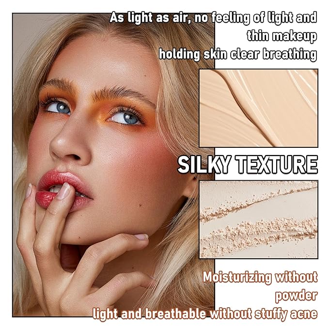 Full Coverage Liquid Foundation Makeup Set,Oil Control Concealer Long Lasting Waterproof Loose Setting Face Powder,Moisturizing BB Cream Set with Soft Makeup Sponge and Foundation Makeup Brush(4PCS)-VivaGrace Women
