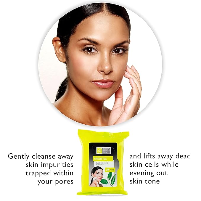 Global Beauty Care Bulk Cleansing Wipes Premoistened 4 Pack of Green Tea Cleansing Cloths Makeup Removal Wipes - Great For Travel Toiletries - 100 ct.(4-Pack)