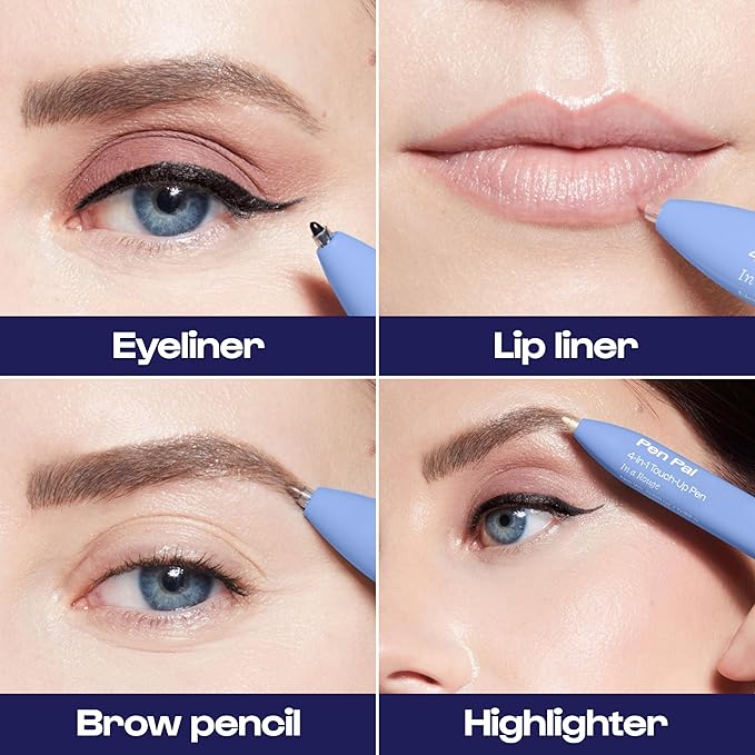 Alleyoop Pen Pal 4-in-1 Makeup Pen - Comes with Eyeliner, Highlighter, Lip Liner, and Eyebrow Pencil - Touch Up On the Go - Cruelty-Free, Vegan (In A Rouge (Light))-VivaGrace Women