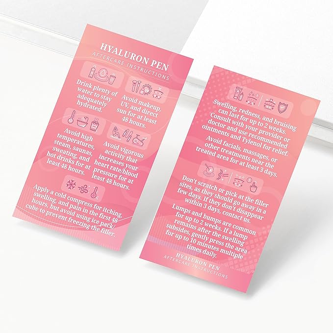 100 Pack - Premium Hyaluron Pen Lip Filler Aftercare Instructions Card 2 x 3.5" Accessories Supplies Kit Care - HP01A100_N-VivaGrace Women