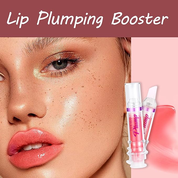 Lip Plumper Gloss 3 Colors Set,Natural Lip Plumping Oil and Lip Care Serum Enhancer for Fuller Booster Balm Moisturizing Hydrating&Reduce Fine Lines Nourishing Non-sticky Lips Mask Makeup-VivaGrace Women