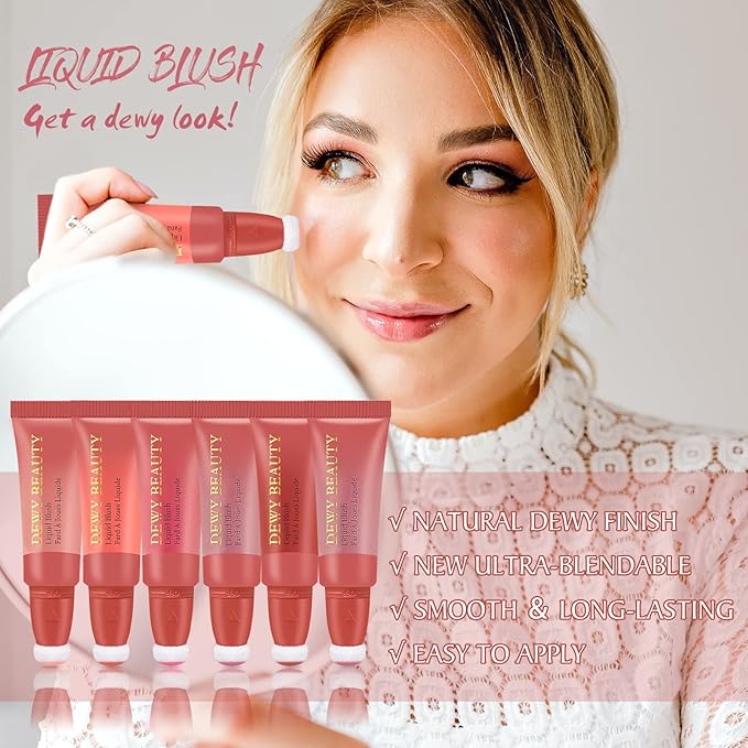 Liquid Blush Makeup Wand, Cream Liquid Blush with Cushion Applicator For Cheeks Tint, Natural-looking, Glow Dewy Finish, Weightless Blendable Liquid Blush Stick | #106 ELEGANT-Soft Pink-VivaGrace Women