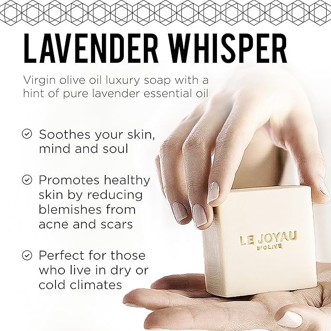 LAVENDER WHISPER from Le Joyau d’Olive | Ancestral & Handmade| Fragrance Free| Synthetics Free | Cold Pressed and Matured for 5 Months | Premium Olive and Lavender Oils | Twice Milled & Lather Rich