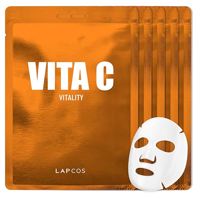 LAPCOS Vita C Sheet Mask, Daily Face Mask with Vitamin C to Renew Skin, Korean Beauty Favorite, 5-Pack-VivaGrace Women