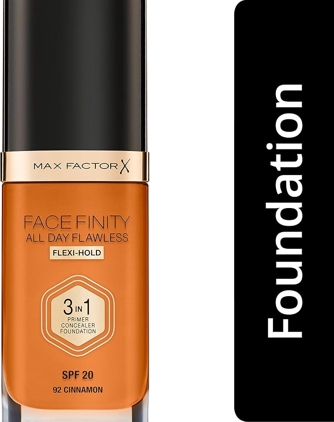 Max Factor Facefinity 3-in-1 All Day Flawless Foundation SPF 20#092 Cinnamon 7.05 Ounce-VivaGrace Women