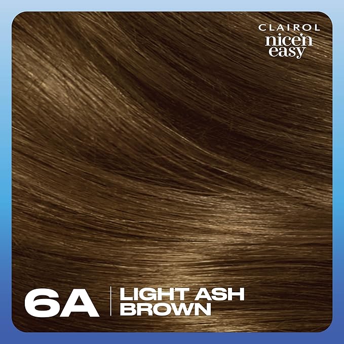 Clairol Nice'n Easy Permanent Hair Dye, 6A Light Ash Brown Hair Color, Pack of 3-VivaGrace Women