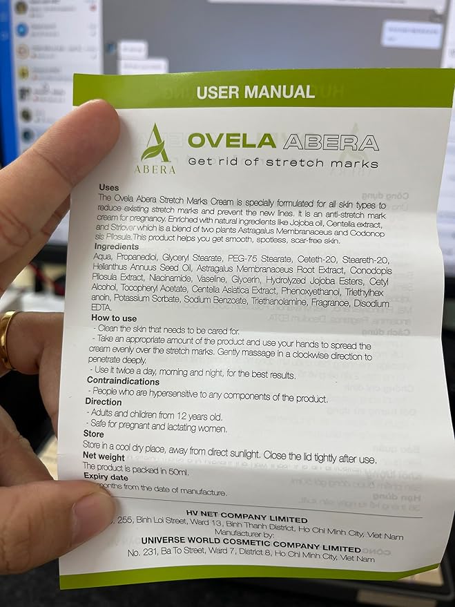 Abera Ovela Stretch Mark Cream, Stretch Marks Treatment For Pregnancy and Weight Fluctuations, Effective Treatment for Stretchmarks in All Skin Types (A. 1 Box + Ice Roller)-VivaGrace Women