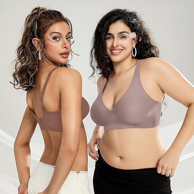 OEAK Womens Deep V Bras Wireless Comfortable Bra Supportive No Underwire Bras Tshirt Push Up Bralettes Plunge Seamless Bra-VivaGrace Women