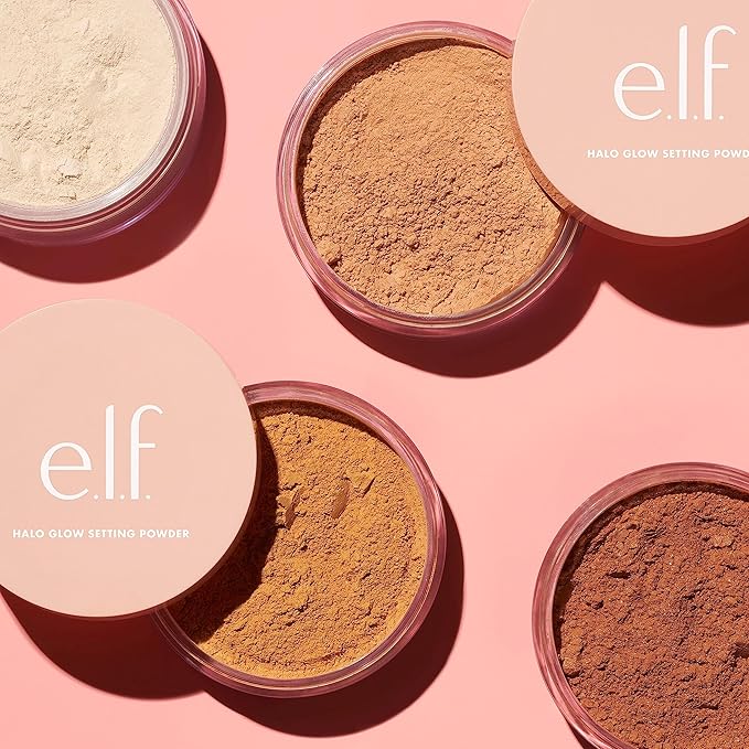 e.l.f., Halo Glow Setting Powder, Silky, Weightless, Blurring, Smooths, Minimizes Pores and Fine Lines, Creates Soft Focus Effect, Medium, Semi-Matte Finish, 0.24 Oz-VivaGrace Women