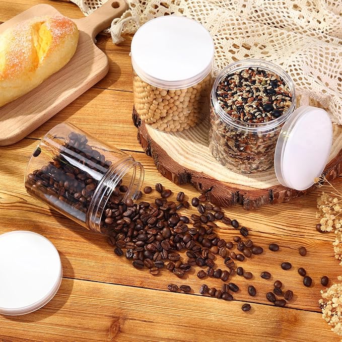 SATINIOR 24 Pieces Empty Clear Plastic Jars with Lids Round Storage Containers Wide Mouth for Beauty Product Cosmetic Cream Lotion Liquid Butter Craft and Food (Clear Lid,16 oz)-VivaGrace Women