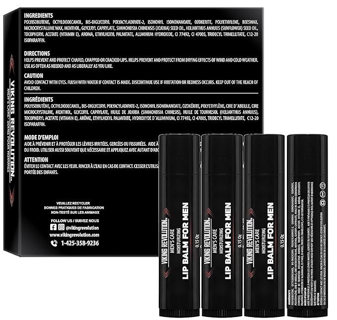 Viking Revolution All Natural Lip Balm - Moisturizer for Dry, Cracked, Chapped Lips (4 Pack)-VivaGrace Women