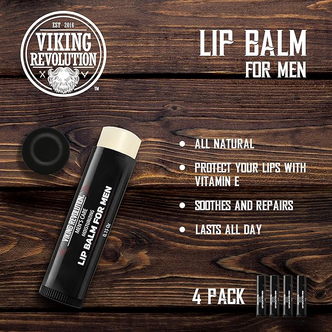 Viking Revolution All Natural Lip Balm - Moisturizer for Dry, Cracked, Chapped Lips (4 Pack)-VivaGrace Women