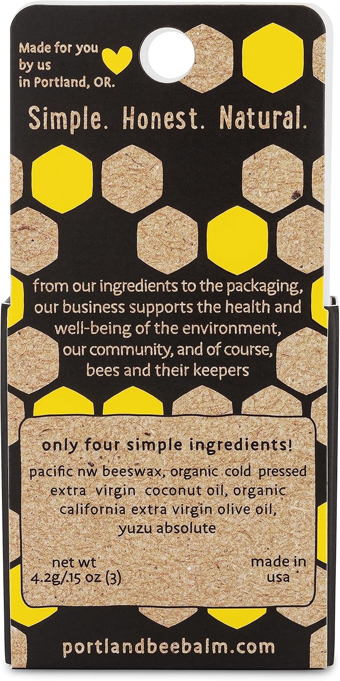 Portland Bee Balm All Natural Handmade Beeswax Based Lip Balm, Yuzu Citrus 3 Count-VivaGrace Women
