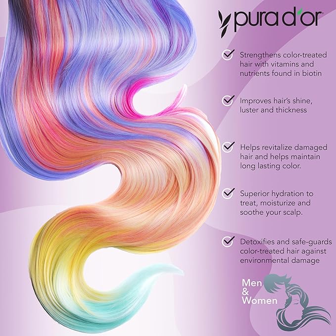 PURA D'OR Purple Shampoo & Conditioner (16oz x 2) ColorHarmony Biotin Set For Bleached, Blonde, Silver & Color Treated Hair - Keratin, Bamboo Fiber, No Sulfates - Men & Women-VivaGrace Women