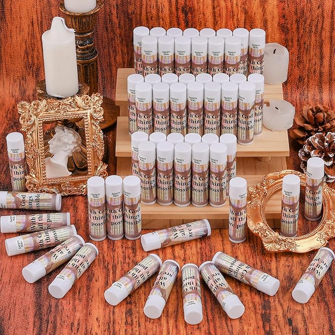 DMSKY 60 Lip Balm Bulk, Christian Gift for Women Men Faith Religious Moisturizing Lip Care Product Stocking Stuffers with Inspirational Scripture Happy Moment Praise God for Friend-VivaGrace Women