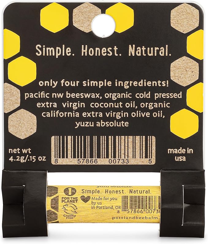 Portland Bee Balm All Natural Handmade Beeswax Based Lip Balm, Yuzu Citrus 1 Count-VivaGrace Women