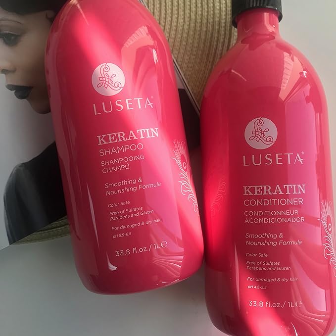 Luseta Keratin Smooth Shampoo and Conditioner Set Moisturizing and Hydrating for Damaged and Dry Hair Prevent Further Breakage Free of Sulfate and phosphate-VivaGrace Women