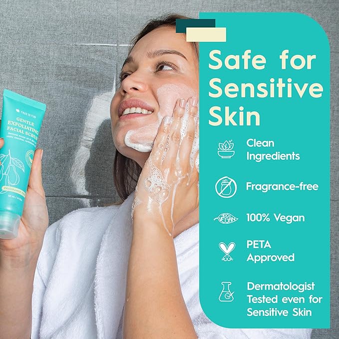 Tree To Tub Exfoliating Face Wash - Gentle Facial Exfoliator & Face Scrub w/Salicylic Acid for Glowing Skin - Non-Irritating Exfoliant to Remove Buildup & Refine Texture - For All Skin Types-VivaGrace Women