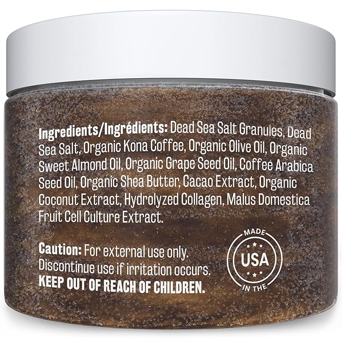 Arabica Coffee Scrub for Hands, Feet, and Body, Exfoliating Scrub with Collagen and Stem Cells, Face Cleanser for Cellulite, Fine Lines, and Stretch Marks, 12oz (1 Pack) by M3 Naturals-VivaGrace Women
