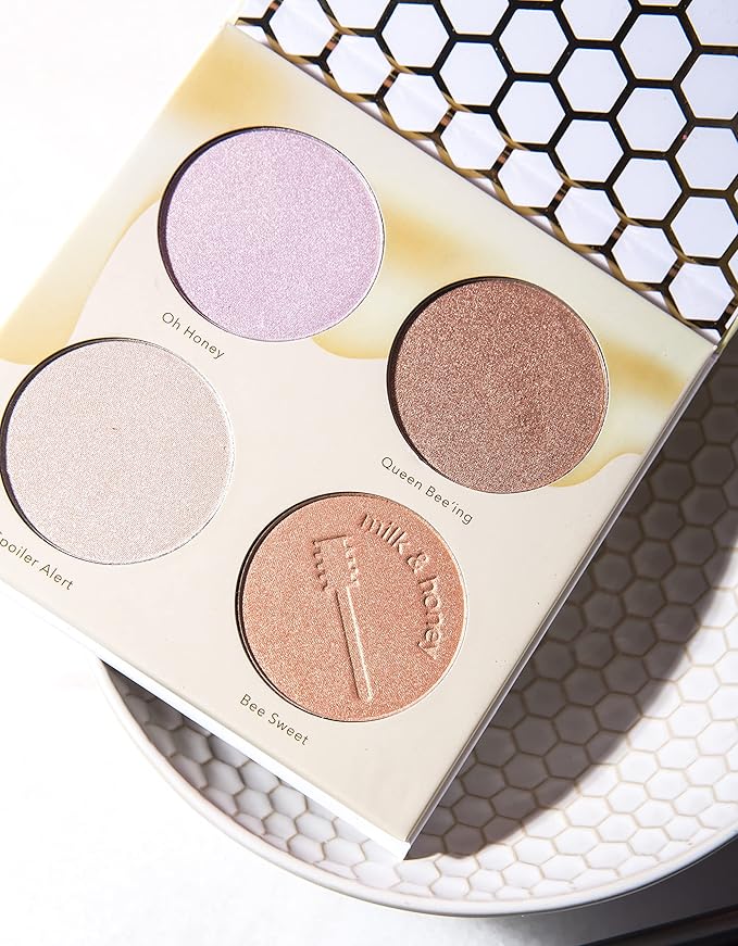 Beauty Bakerie Milk & Honey Highlighter Makeup Palette, Shimmer Highlighter for a Natural Glow, 4 Shades-VivaGrace Women