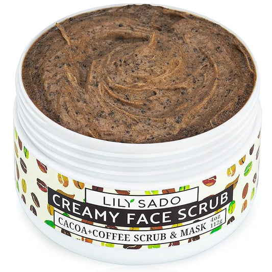 LILY SADO LILY SADO Cocoa & Coffee Creamy Face Scrub - Best Exfoliating VEGAN Facial Cleanser for Women & Men - Natural Face Wash Exfoliates & Energizes Skin, Treats Acne & Reduces Pore Size - 4 oz-VivaGrace Women