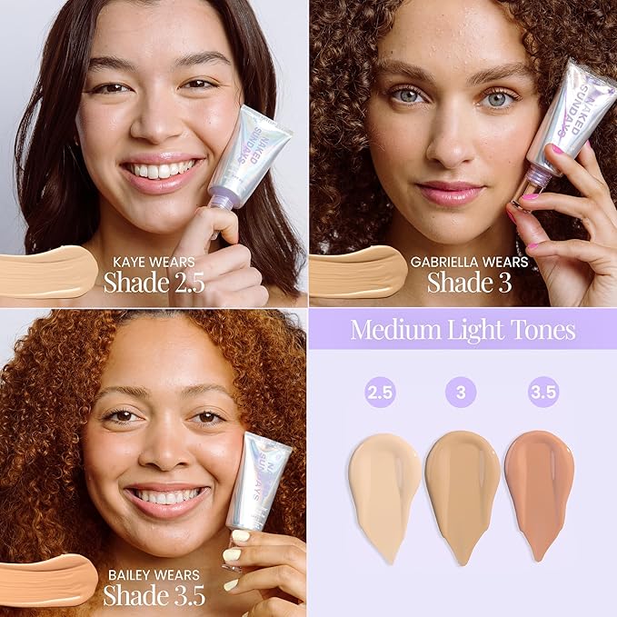 Naked Sundays BeautyScreen™ SPF 50 Mineral Peptide Foundation Tint 2-in-1 Skin Tint & Mineral Sunscreen- Radiant, Buildable Coverage, Acne-Safe (3.5 Light Medium Cool, 1.01 Fl Oz)-VivaGrace Women