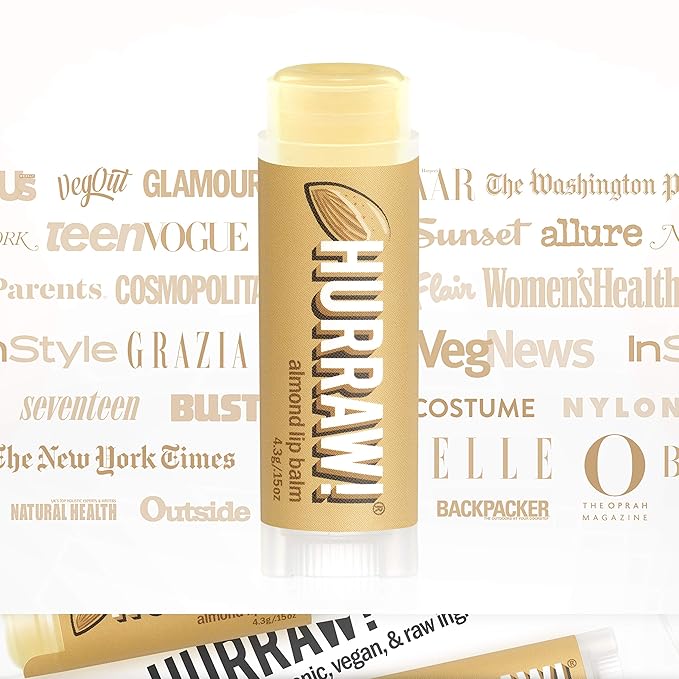 Hurraw! Almond Lip Balm, 2 Pack: Organic, Certified Vegan, Cruelty and Gluten Free. Non-GMO, 100% Natural Ingredients. Bee, Shea, Soy and Palm Free. Made in USA-VivaGrace Women