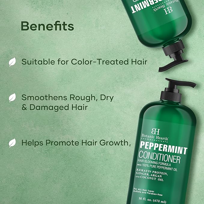 Botanic Hearth Peppermint Hair Conditioner | Hair Conditioner For Dry Damaged And Color Treated Hair | Volumizing Conditioner For Fine & Thin Hair | Paraben & Sulfate Free | Men & Women | 16 Fl Oz-VivaGrace Women