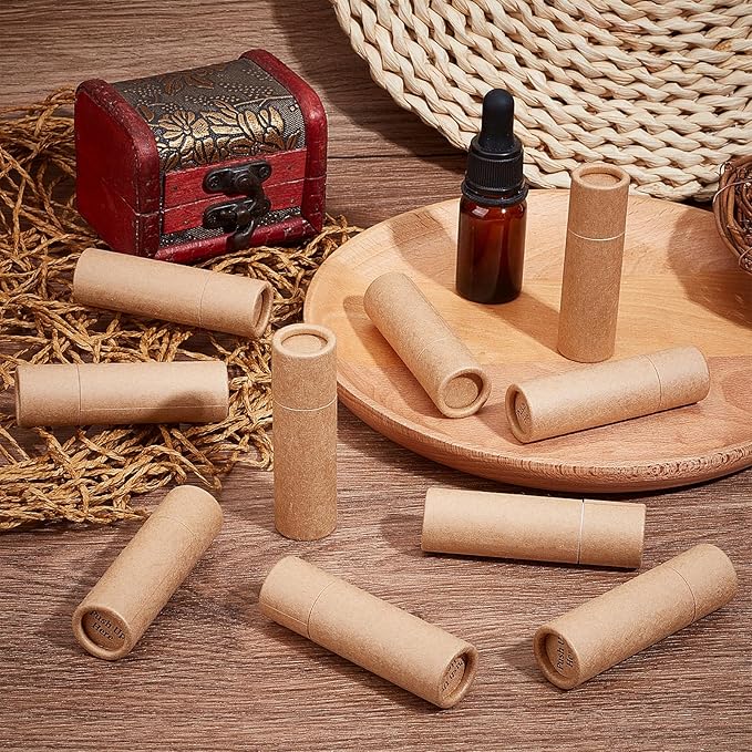 NICENEEDED 10 PCS Paperboard Lip Balm Tubes Set, Refillable Paper Lipstick Tube, Round Cardboard Empty Lip Gloss Container for DIY Lip Gloss Balm and Chapsticks-VivaGrace Women